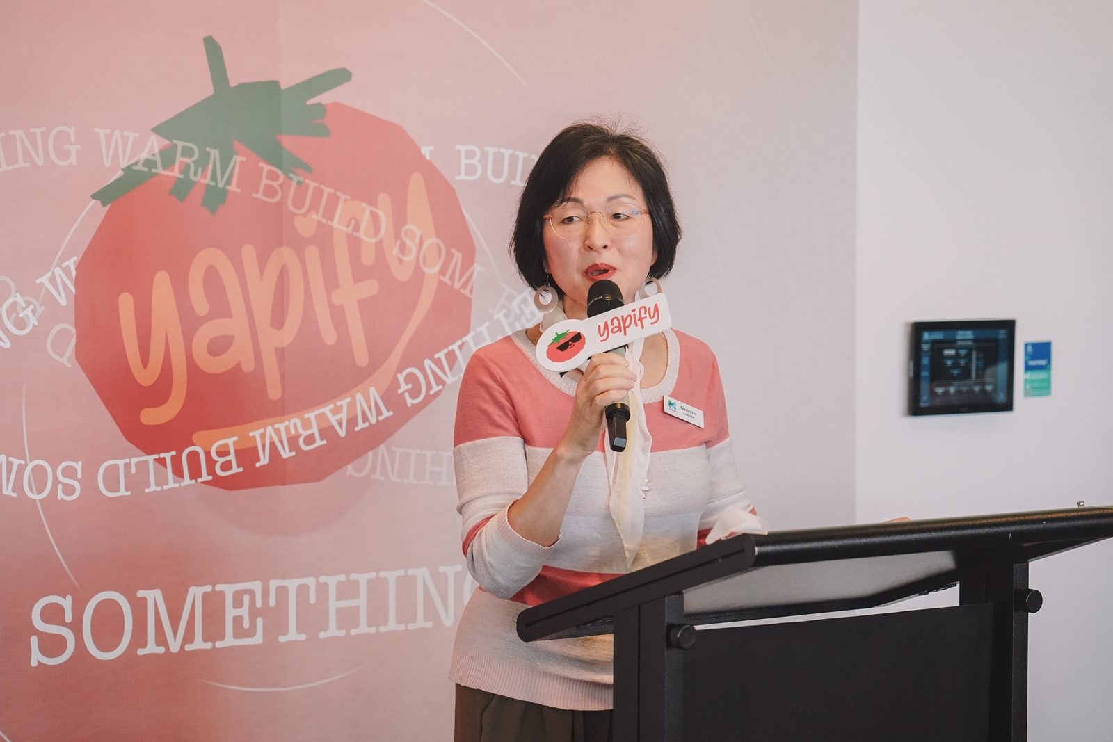 Councillor Gladys Liu from the City of Melbourne speaking at the lectern before lunch
